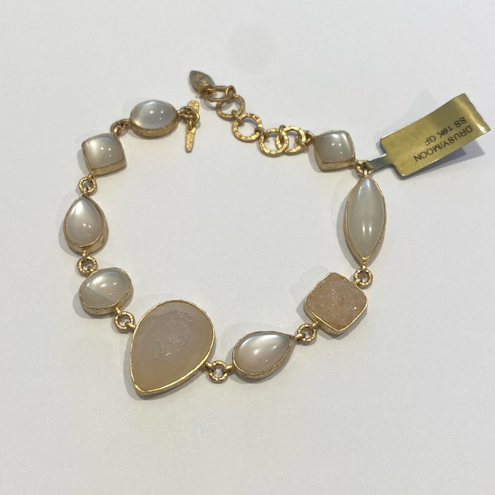 Heather McDonald Moonstone & druzy gold filled Bracelet.